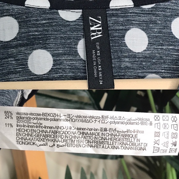 SOLD Zara Navy Dot Print Boxy Crop Shirt Top XS - Picture 11 of 11